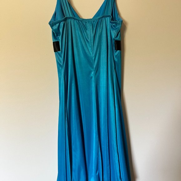 Medium Blue Majora Formal Dress with Black Lace - Picture 2 of 6